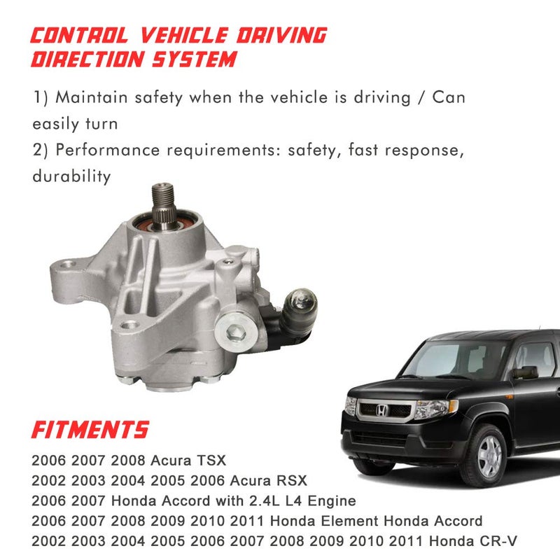 Apeixoto Power Steering Pump Replacement for 2006 2007 Honda Accord 2.4L 2002-2011 Honda CRV 2.4L 2006-2011 Element 2.4L 2002-2006 Acura RSX 2.0L 2006-2008 Acura TSX 2.4L with OE Replace # 21-5419 - Image 3